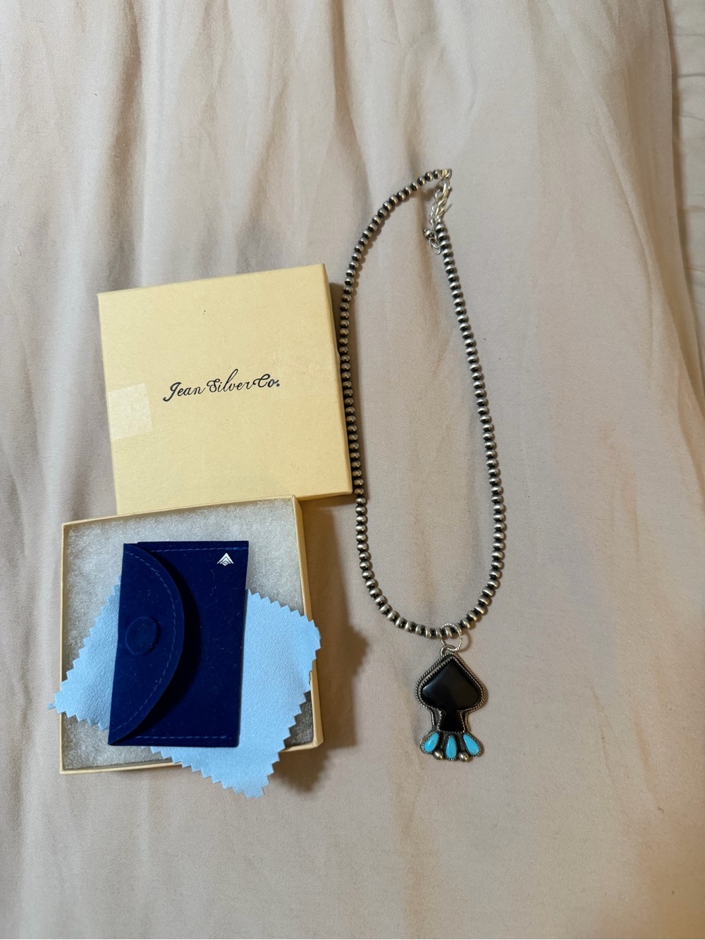 Navajo Pearls and Black/Real Turquoise Pendant Necklace